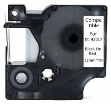    Dymo D1 45017 Black on Red 12mm*7m