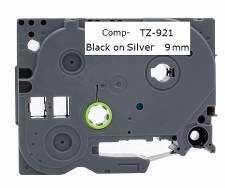    Brother TZE921 TZE-921 (8m x 9mm) Black On Silver